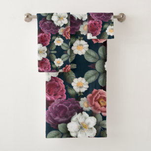 Vintage floral bath towel set