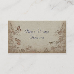 Vintage Floral Beige Business Card