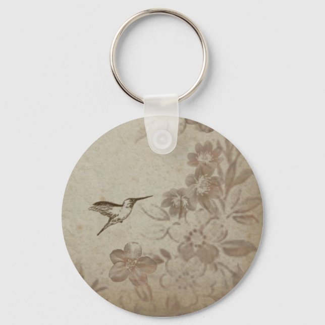 Vintage Floral Beige Key Ring (Front)