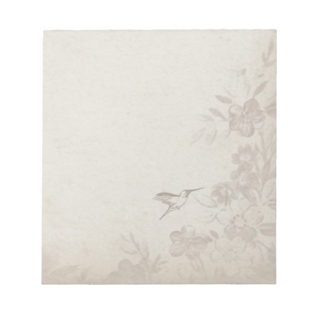Vintage Floral Beige Notepad (Front)