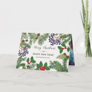 Vintage Floral Berry Garland Holiday Card
