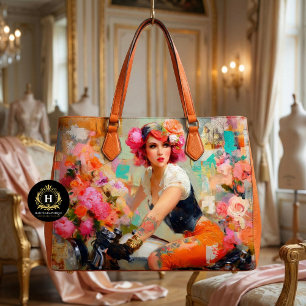 Vintage Floral Biker Woman Decoupage Tissue Paper