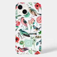 Vintage Floral Birds Botanical Pattern