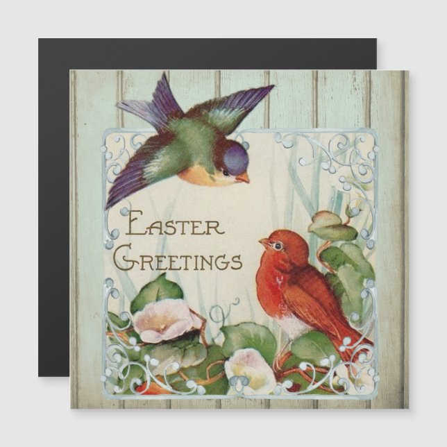 Vintage Floral Birds Easter Magnet (Front/Back)
