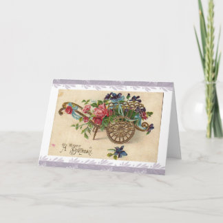 Vintage Floral Birthday Greeting Card