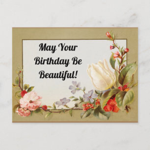 Vintage Floral Birthday Postcard