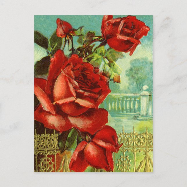 Vintage Floral Birthday Postcard (Front)