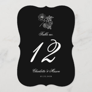 Vintage Floral Black Die Cut Table Number Card