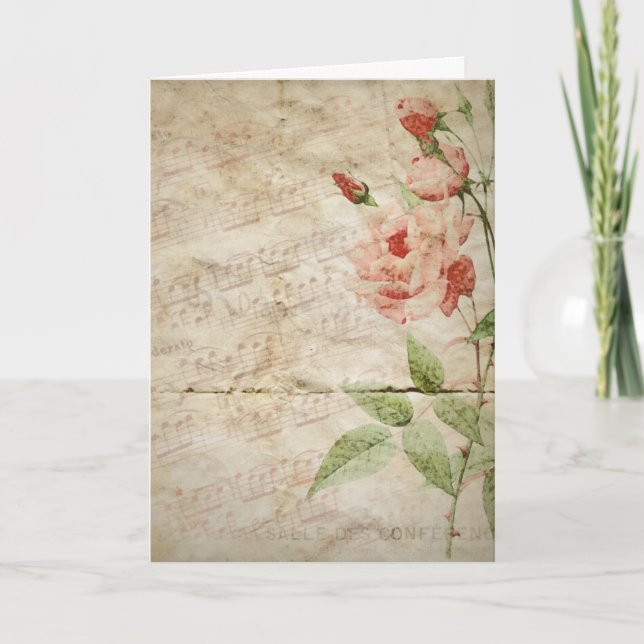 Vintage Floral Blank Notecard (Front)