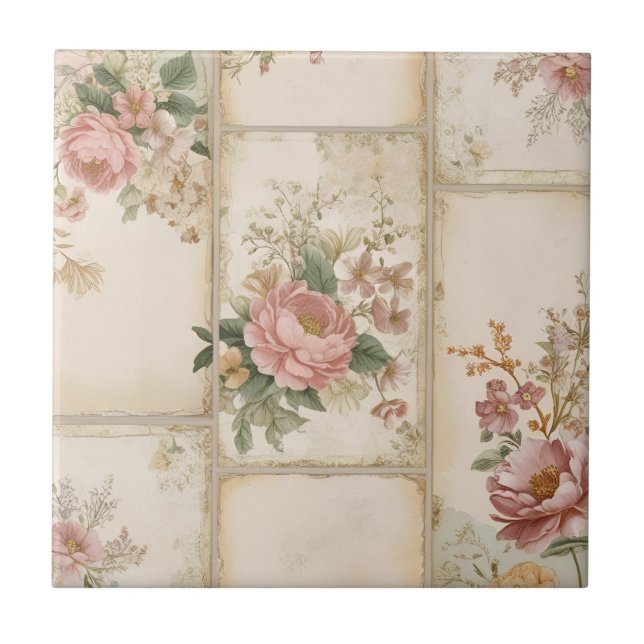 Vintage Floral Blocks Tile (Front)