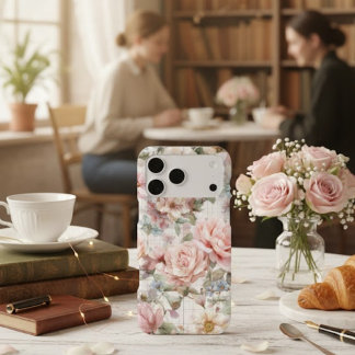 Vintage Floral Blue Aesthetic iPhone 17 Case