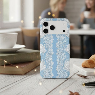Vintage Floral Blue Aesthetic iPhone 17 Case