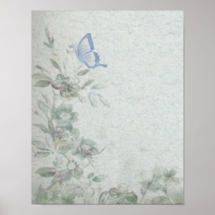 Vintage Floral Blue Poster