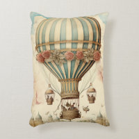 Vintage Floral Blue Stripe Hot Air Balloon