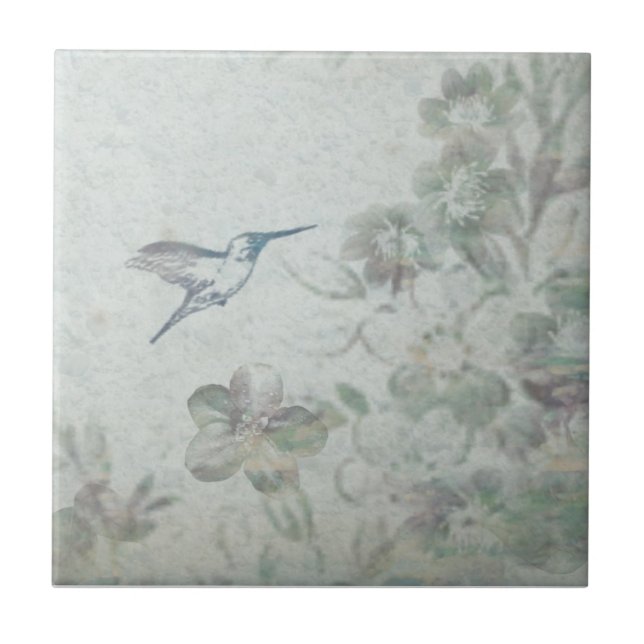 Vintage Floral Blue Tile (Front)