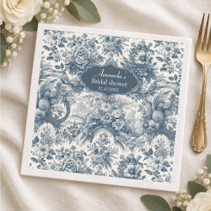 Vintage floral Blue toile de jouy bridal shower Napkin