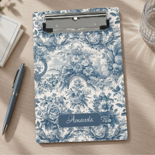 Vintage floral Blue toile de jouy monogram Mini Clipboard