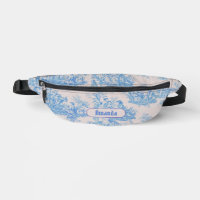 Vintage floral blue turquoise toile jouy monogram
