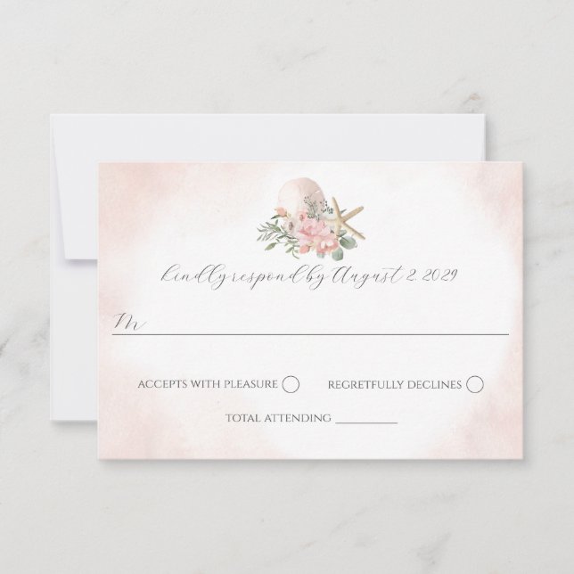 Vintage Floral Blush Beach Wedding Invitation (Front)