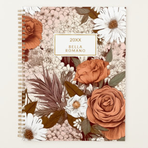 Vintage Floral Blush Sienna Mauve Flower Blossoms Planner