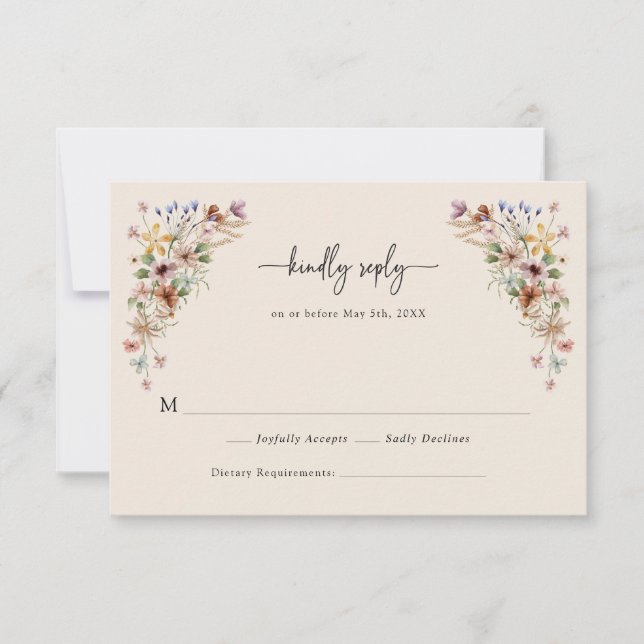 Vintage Floral Boho RSVP Cards (Front)
