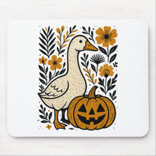 Vintage Floral Boho Silly Goose Pumpkin Cute Hallo Mouse Pad