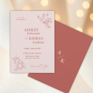 Vintage floral boho wedding  invitation