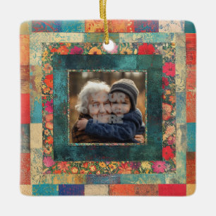 Vintage Floral Border Frame For Your Photos Ceramic Ornament