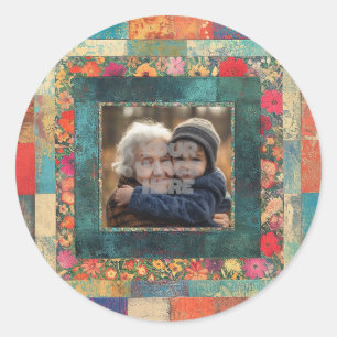 Vintage Floral Border Frame For Your Photos Classic Round Sticker