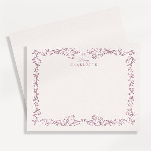 Vintage Floral Border Nursery Note Card