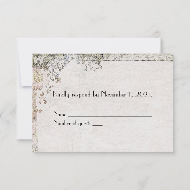 vintage floral border RSVP Card (Front)