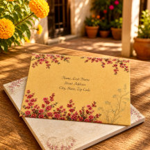 Vintage Floral Border Warm Ochre Texture Design