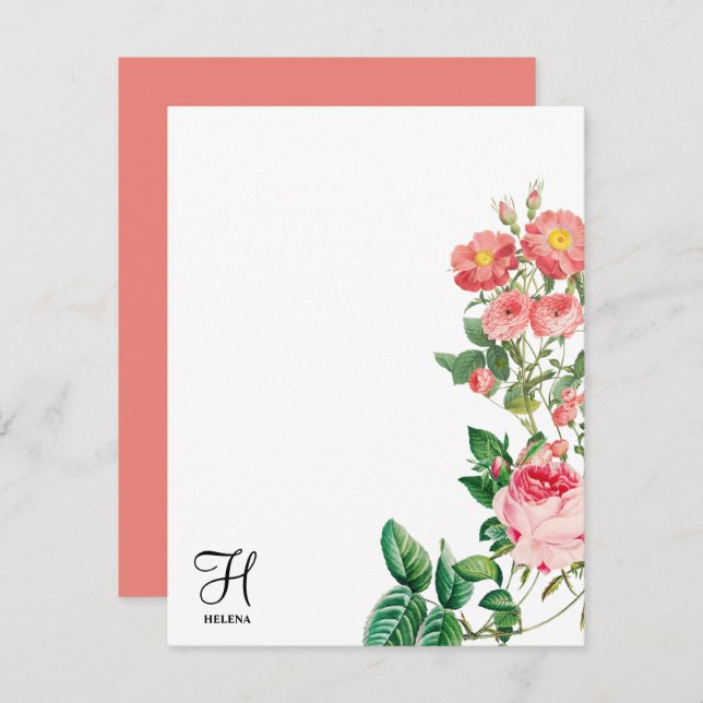 Vintage Floral Botanical Customised Monogram Card (Front/Back)