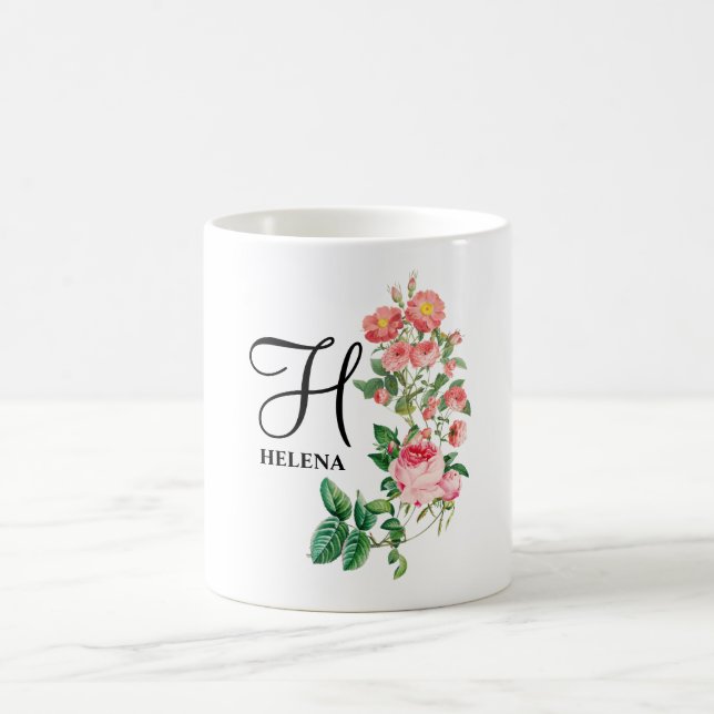Vintage Floral Botanical Customised Monogram Coffee Mug (Center)