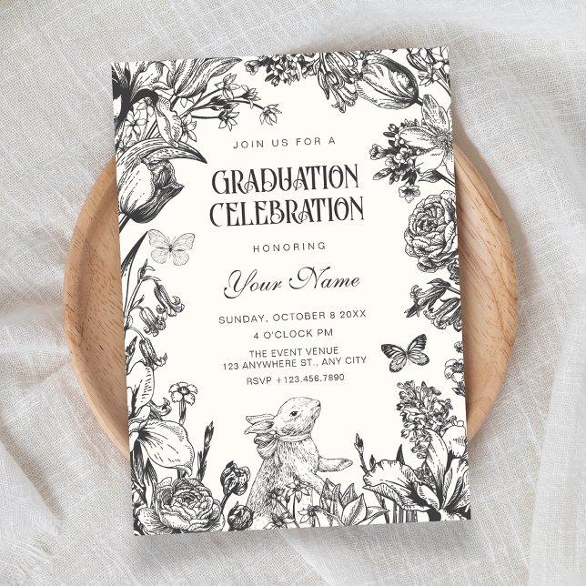 Vintage floral botanical graduation invitation (Creator Uploaded)