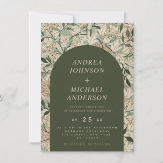 Vintage Floral Botanical & Green Arch Nature Theme Invitation