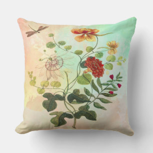 Vintage Floral Botanical Illustration Flowers Art Cushion