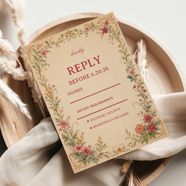 Vintage Floral Botanical RSVP Card (Creator Uploaded)