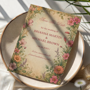 Vintage Floral Botanical Save The Date