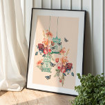 Vintage Floral Bouquet And Vintage Birdcages Poster<br><div class="desc">Step into a world of delicate beauty this digital wall art design is perfect for embracing the beauty of nature. Let your wall blossom and elevate your home decor.</div>