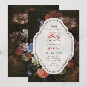 Vintage floral bouquet art baby shower invitation