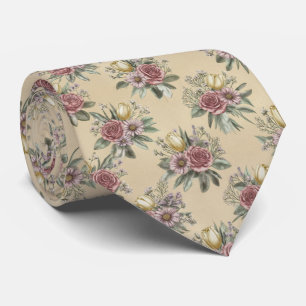 Vintage Floral Bouquet Pattern Tie
