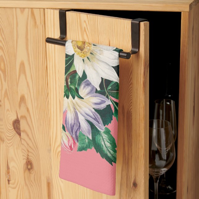 Vintage Floral Bouquet Pink Kitchen Towel (Thirds Fold)