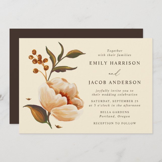 Vintage Floral Bouquet Wedding Invitation (Front/Back)