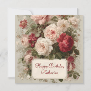 Vintage Floral Bouquet with Custom Text