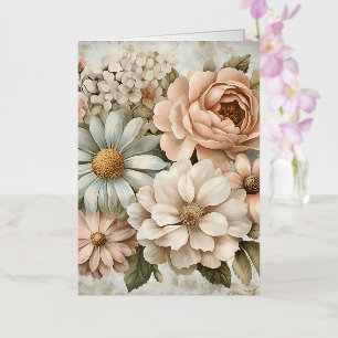 Vintage Floral Bouquet with Soft Pastel Blooms Foil Greeting Card