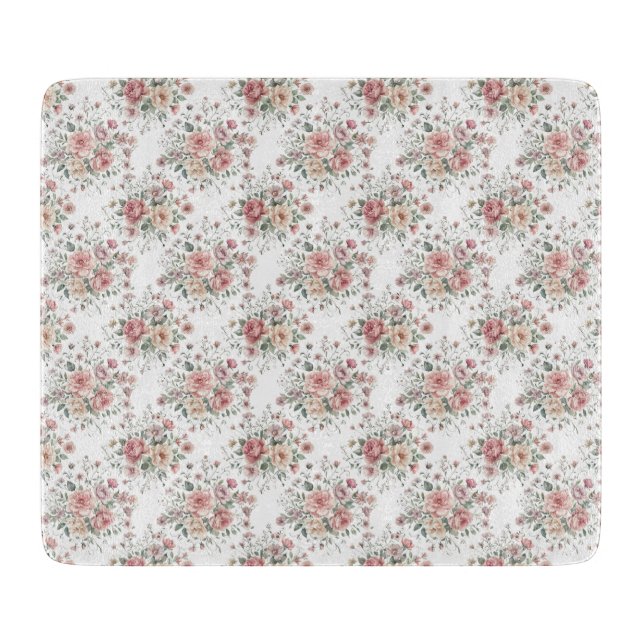 vintage floral bouquets cutting board (Front)