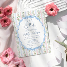 Vintage Floral Bow It's a Girl Baby Shower 