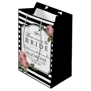 Vintage Floral Bridal Shower Customise The Colour Medium Gift Bag
