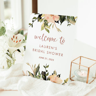 Vintage Floral   Bridal Shower Welcome Pedestal Sign